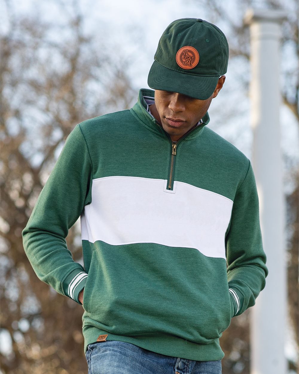 Men's All-American Fleece Colorblocked Quarter-Zip Sweatshirt