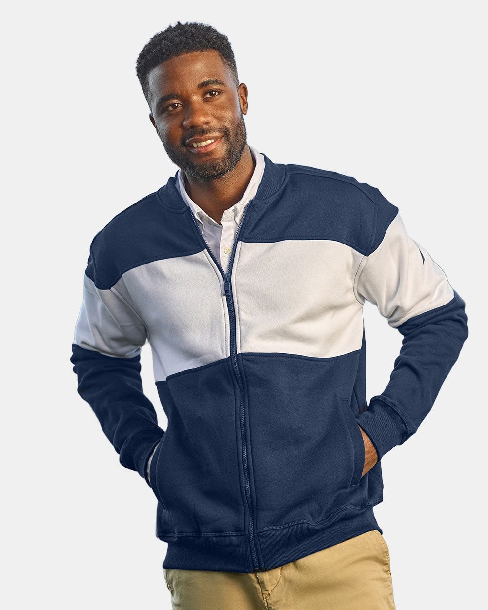 Unisex Anchor Fleece Colorblocked Bomber Jacket