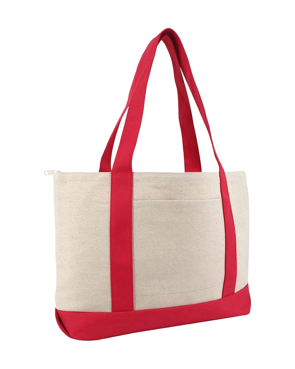 Large Zippered Cotton Canvas Tote
