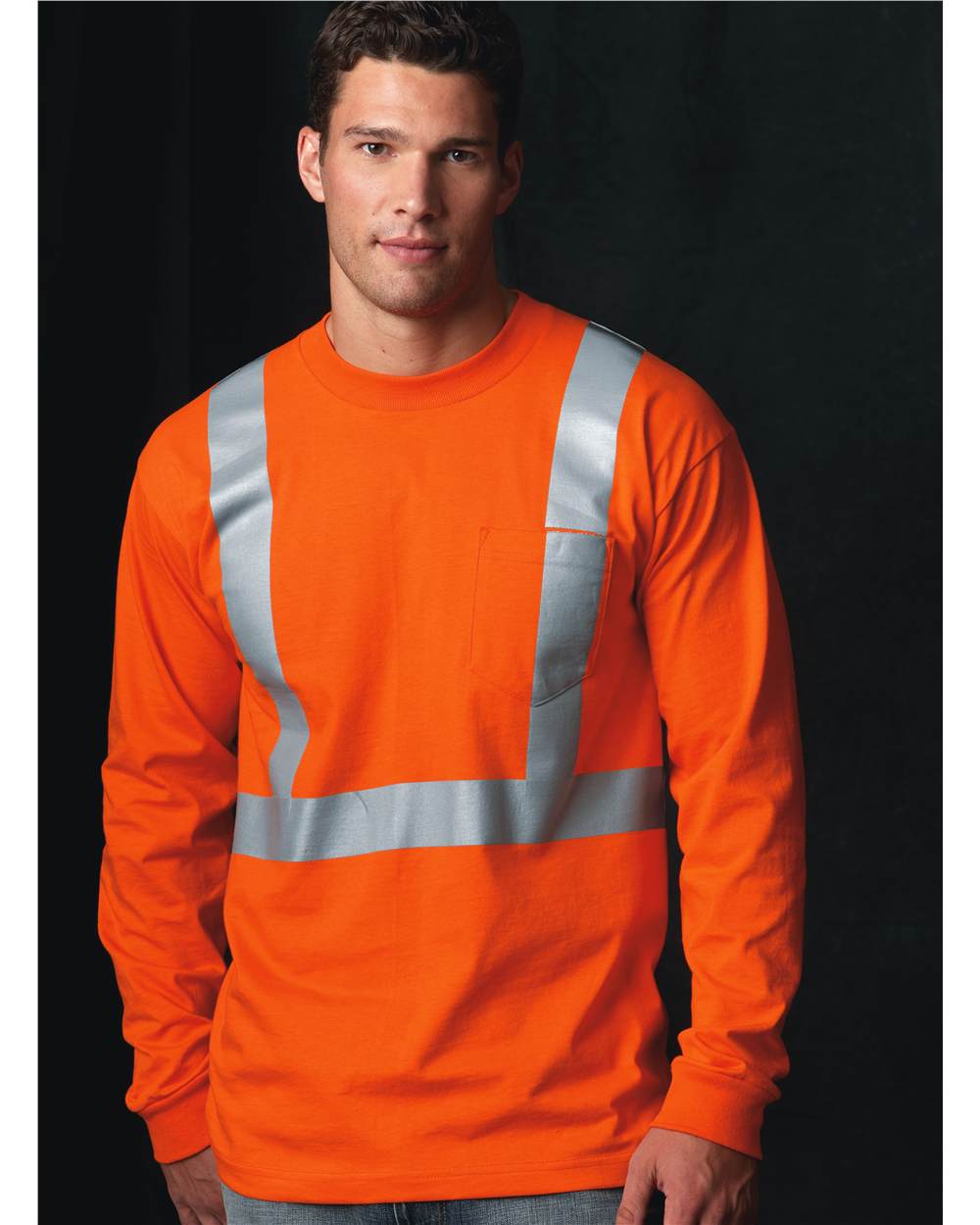 Unisex USA-Made High Visibility Long Sleeve Pocket T-Shirt
