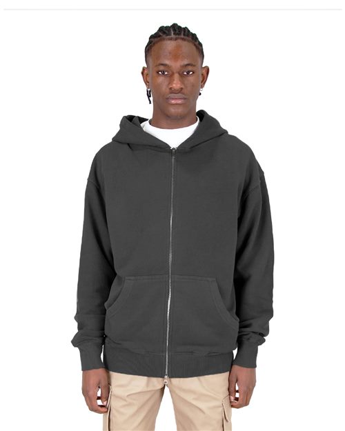 Unisex Max Heavy Garment-Dyed Double-Zip Hoodie Sweatshirt