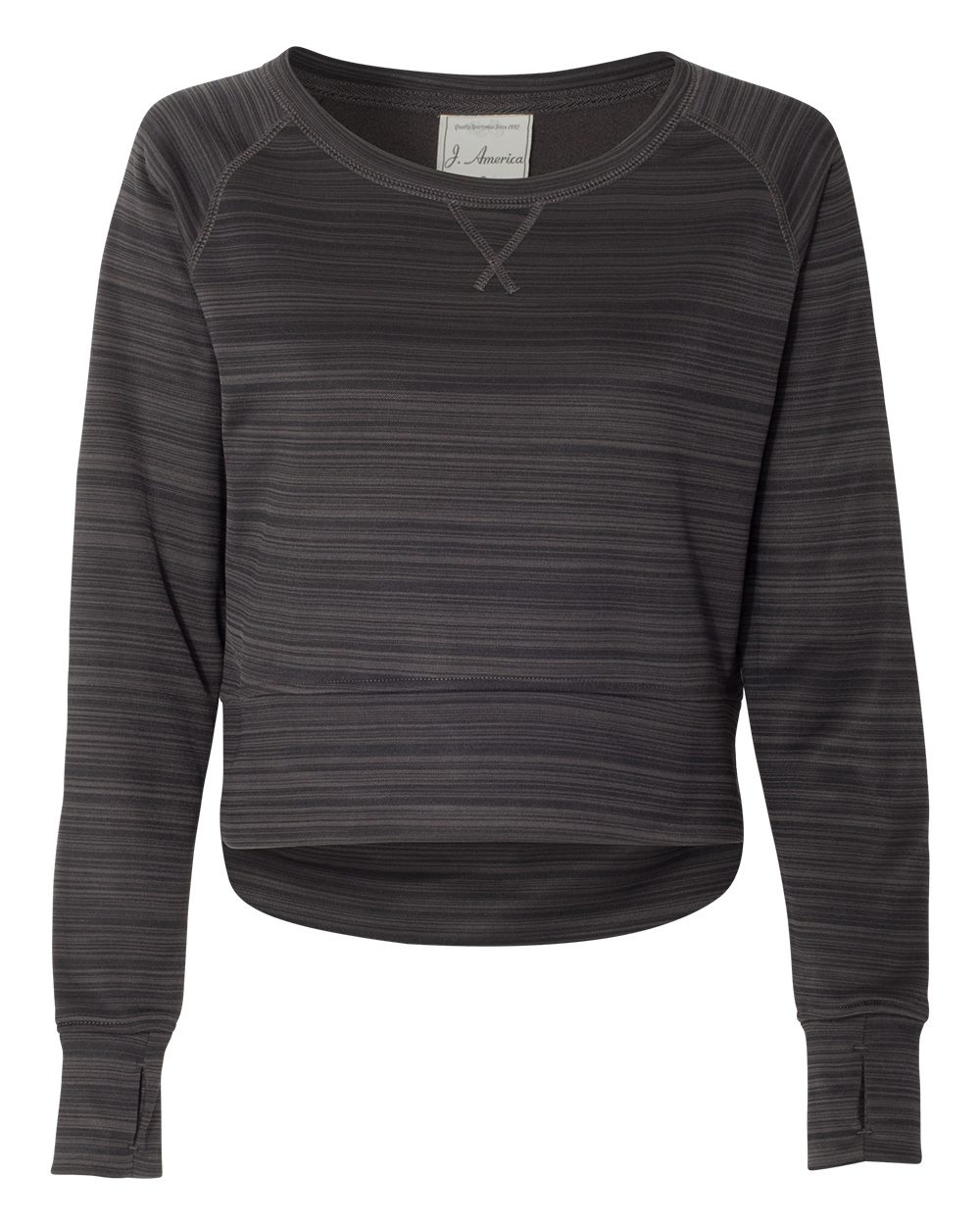 Women's Odyssey Striped Performance Fleece Hi-Low Crewneck Sweatshirt