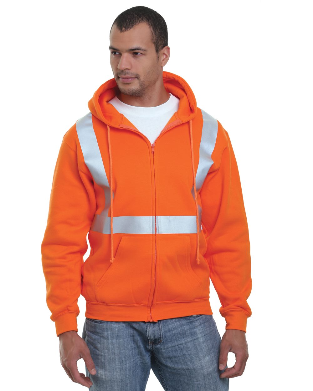 Men's USA-Made Hi-Visibility Full-Zip Hooded Sweatshirt