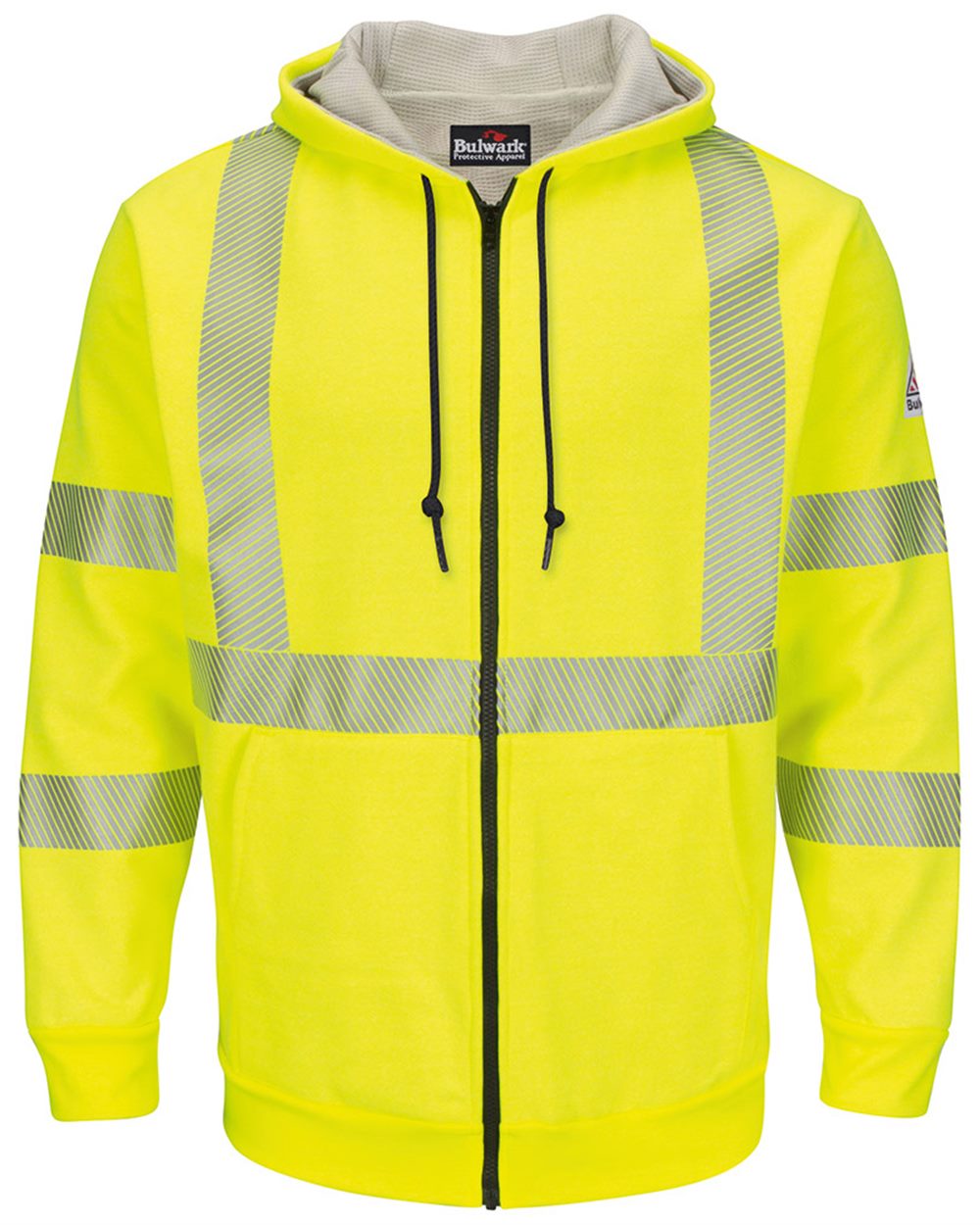 Men's Tall Hi-Visibility Zip-Front Hooded Fleece Sweatshirt with Waffle Lining